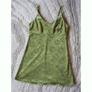 Vintage 60s Flower Power Green Love Svelte Dress